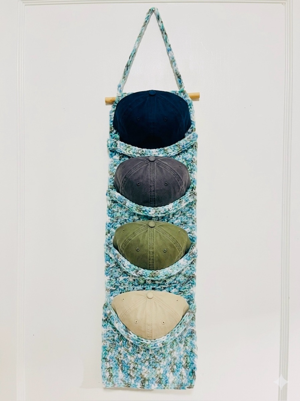 Multi Blue Crochet Hanging Organizer